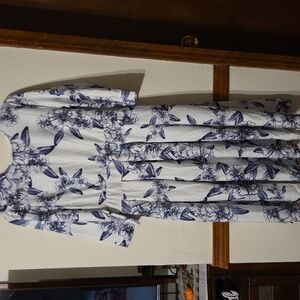 Floral Print Dress with 3/4 Sleeves